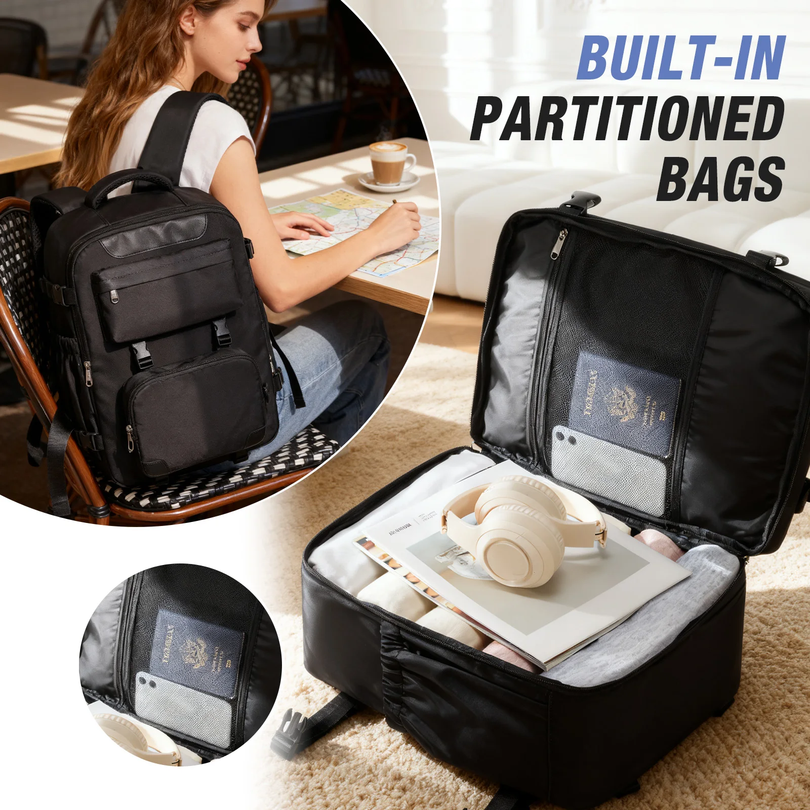 Ryanair 40x30x20 Backpack, Hand Luggage Backpack With Crossbody Bag, Hiking Backpack, Executive Business 15.6'' Laptop Backpacks