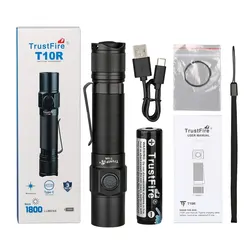 High - Lumen Tactical Rechargeable Flashlight - USB Type C Powered LED Lamp (Black)