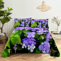 Flower Plants Queen Size Sheet Set Kid's Room Flower Bedding Set Bed Sheets and Pillowcases Bedding Flat Sheet Bed Sheet Set 2