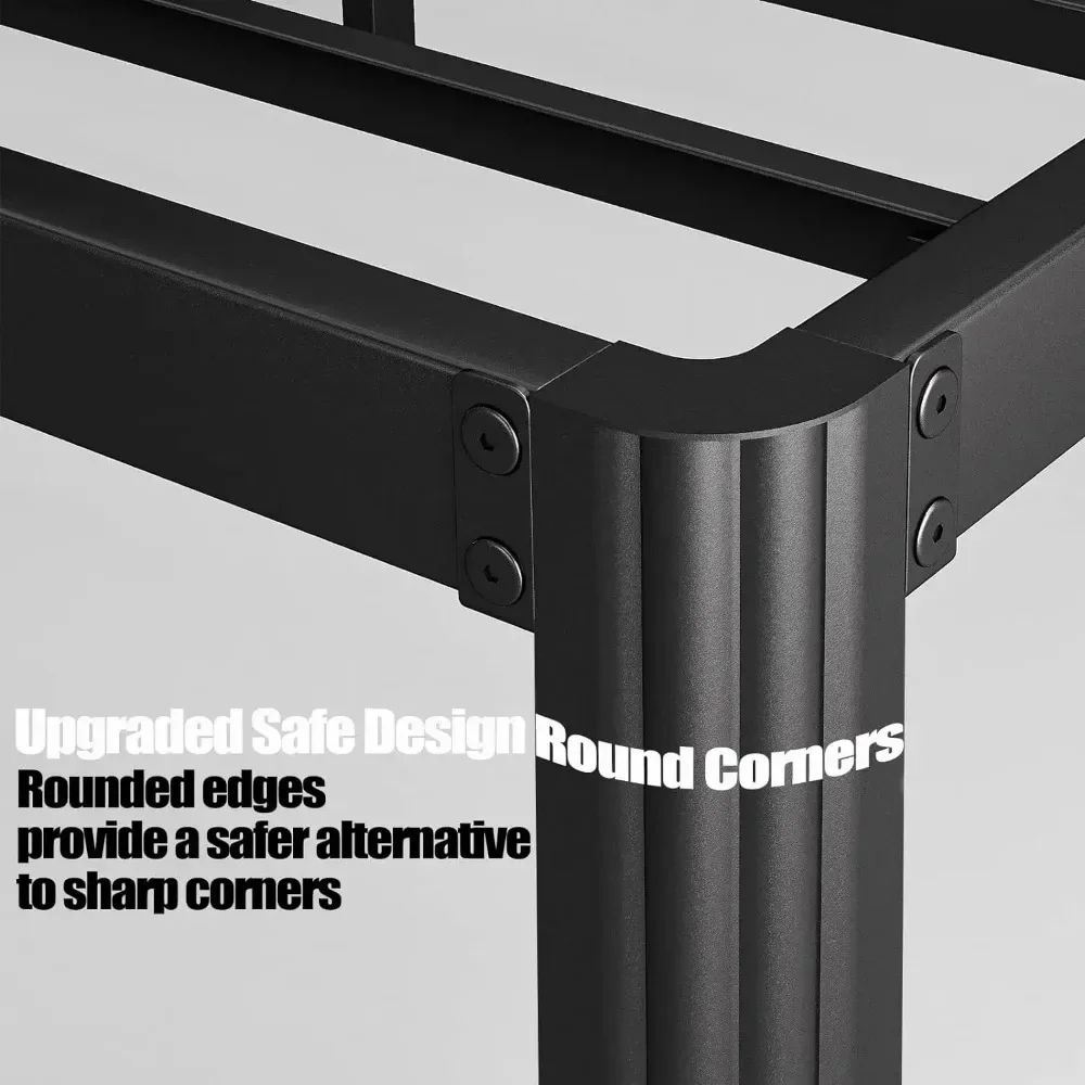 14in High Queen Bed Frame No Box Spring Needed, Heavy Duty Metal Platform Bed Frame Queen Size with Round Corners 5
