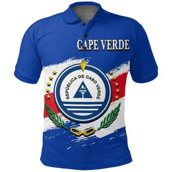 Cabo Verde Bandiera Mappa Polo stampata in 3D The RepublicOf Cabo Verde Stemma Polo grafica T Shirt Vintage Abbigliamento uomo Polo
