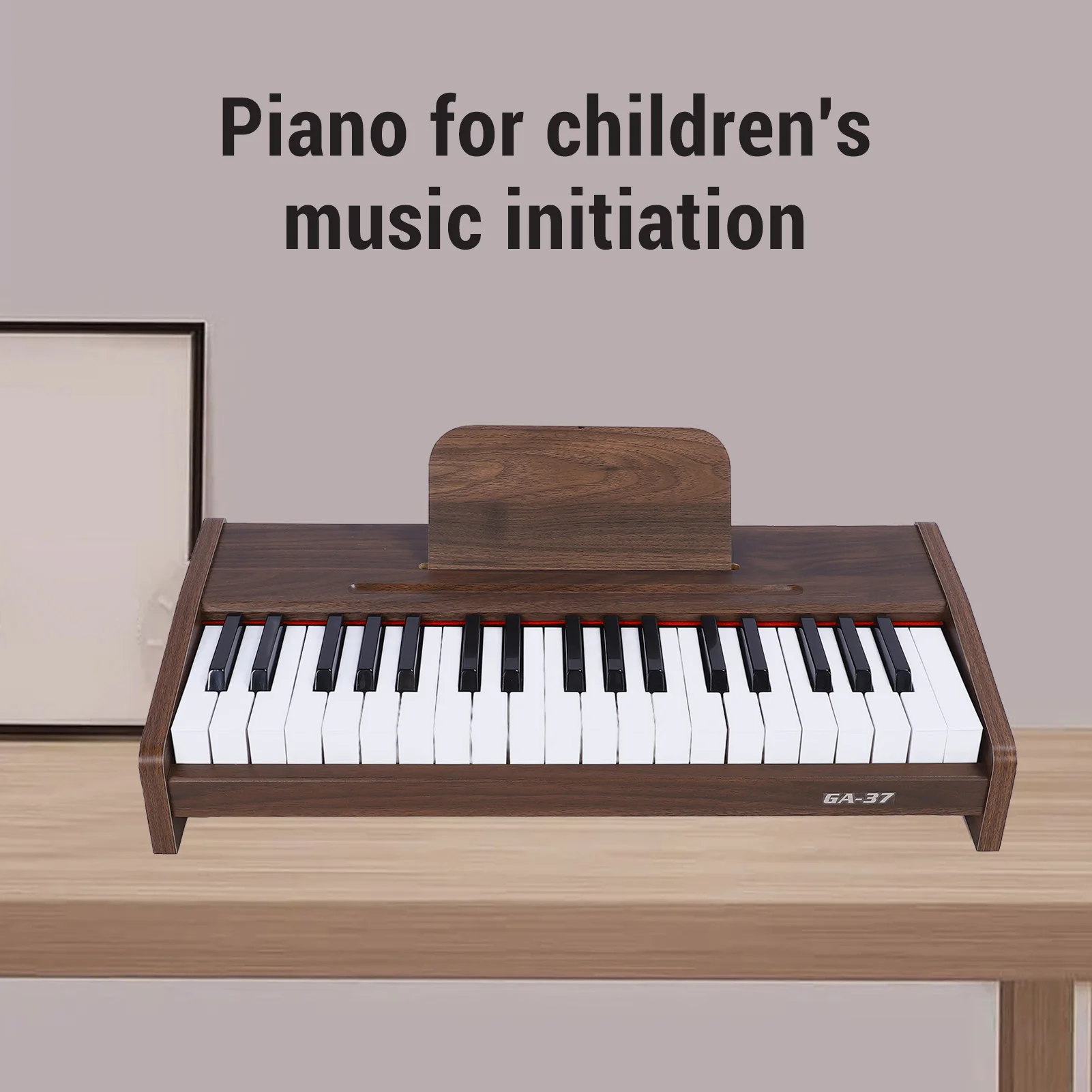 Electric Keyboard Kit Piano Keyboard 37 2.2cm Key Walnut Grain Pattern Electric for Beginners and Experienced Players