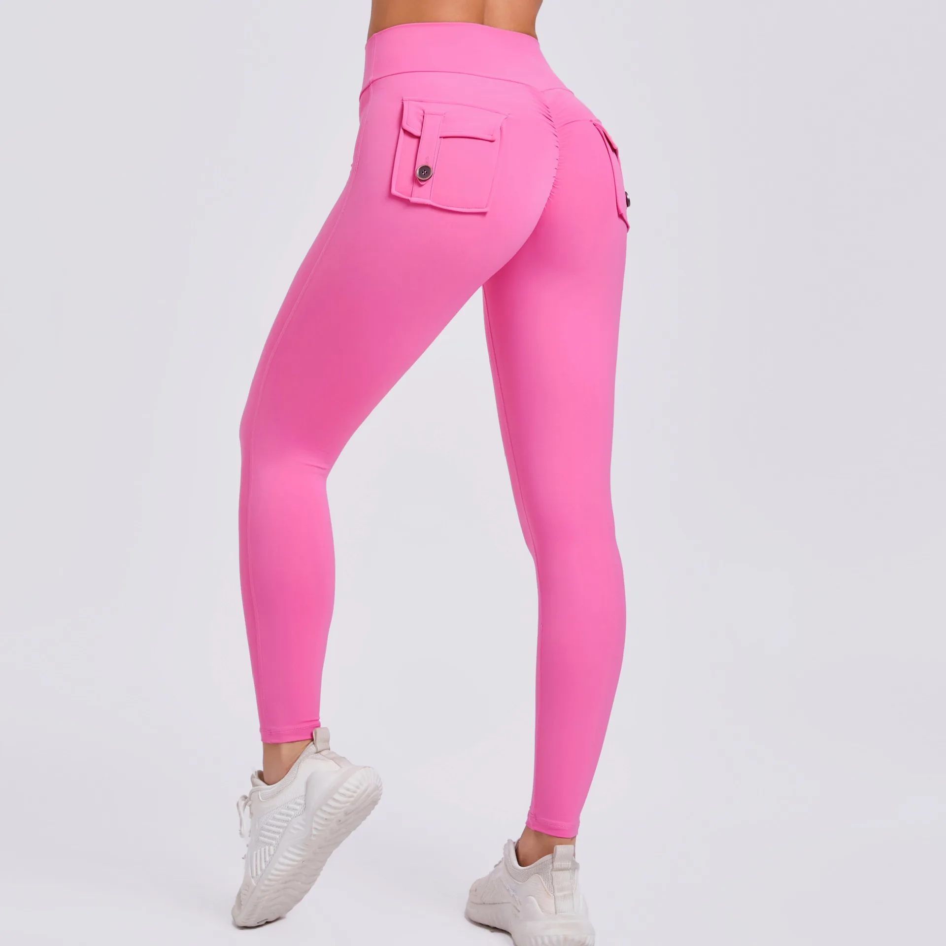 Fitness Women Sport Pocket Leggings High Waist Elastic Solid Yoga Leggings Gym Jogging Quick Dry Push Up Slim Pants Female Tight