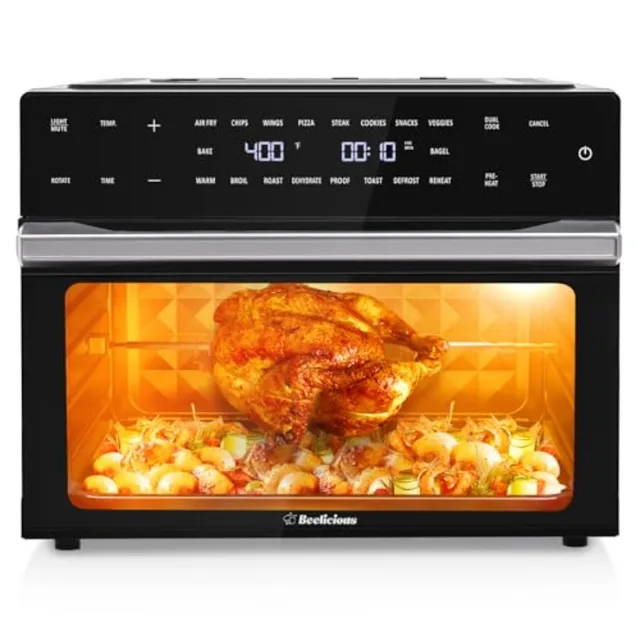 Extra Large 32QT Air Fryer with 19-in-1 Multi-Functional Combo: Digital Convection Oven Featuring Rotisserie Dehydrator and Piz