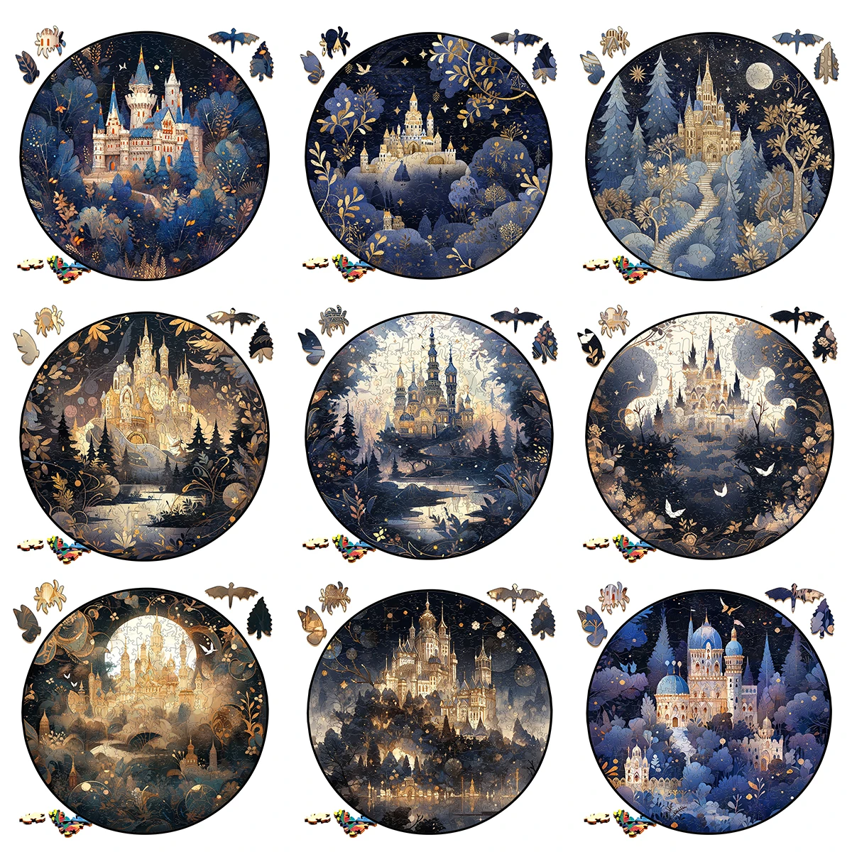 Adults Scenery Wooden Puzzles Temple Forest Grand Eid al-fitr Wood Jigsaw Puzzle Educational Game For Adults Decompression Toys