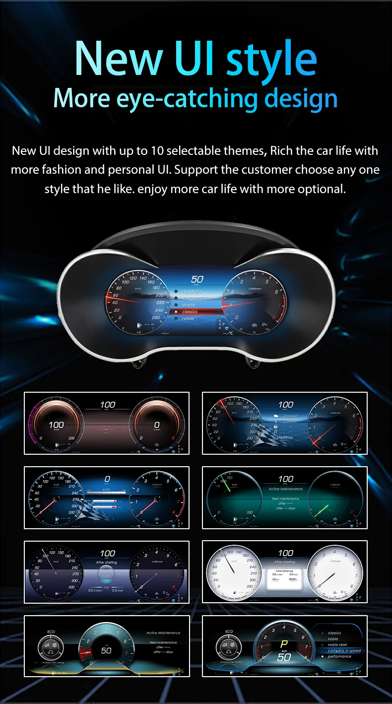 Panel de Instrumentos Digital LCD para Mercedes Benz Clase R ML G GL GLE GLS W164 Años 2006-2019, Velocímetro para el Tablero de Mandos 7