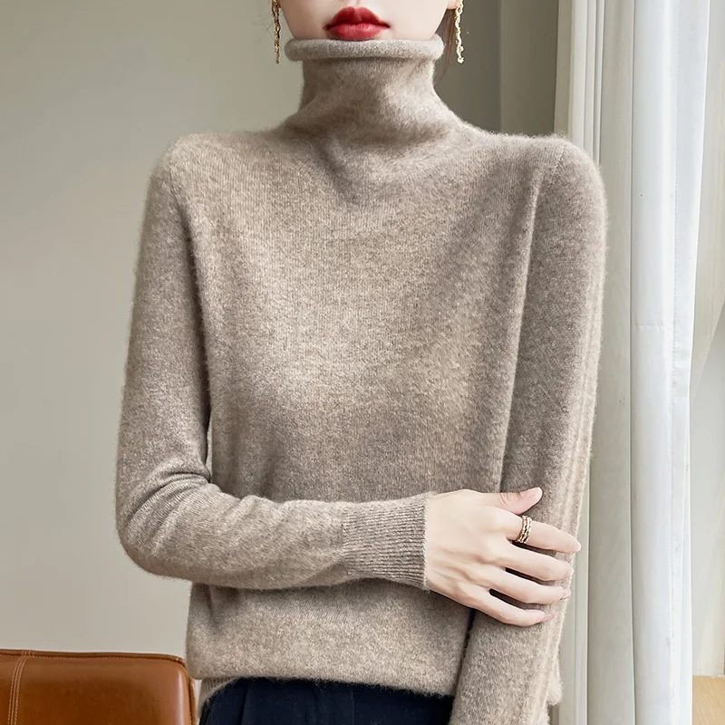 2024 New Autumn/Winter Women's Stacked Collar Cashmere Hoodie Long Sleeve Soft and Warm, Available in Multiple Colors 3