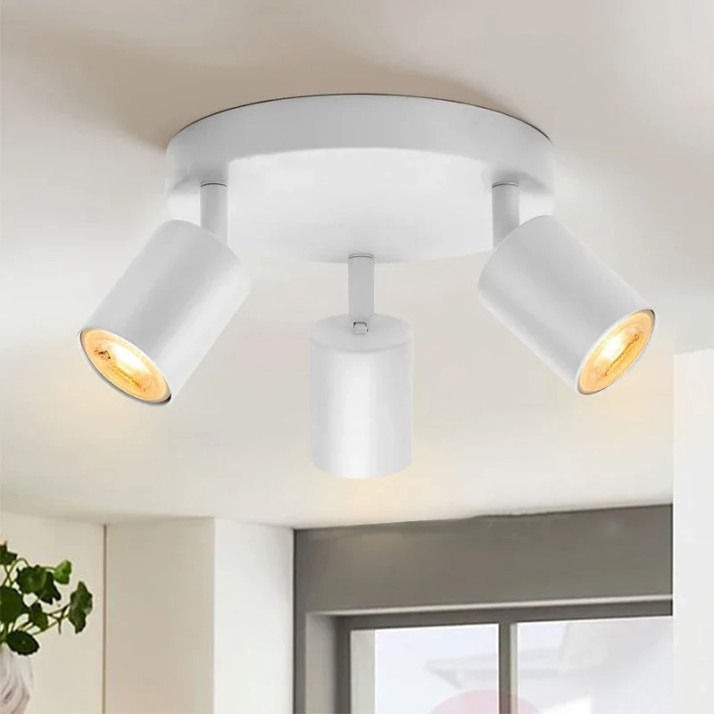 

Nordic Three Head Spotlights LED Ceiling Lights with Adjustable Angle TV Background Wall Ceiling Spotlights