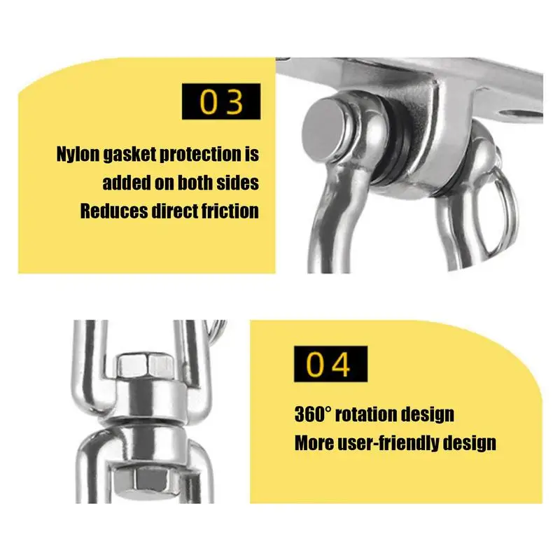 Set 4 Ganci Rotanti In Acciaio Inox 304 Per Altalene – Portata 680 Kg Con Cuscinetti A 180°