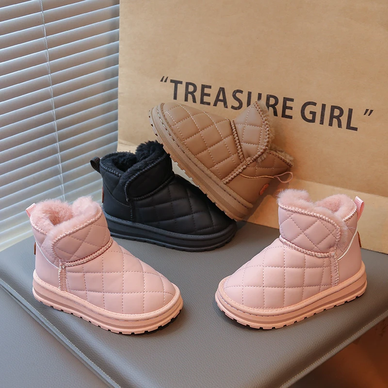 Warm Quilted Non Slip Kids Ankle Boots for Outdoor Play