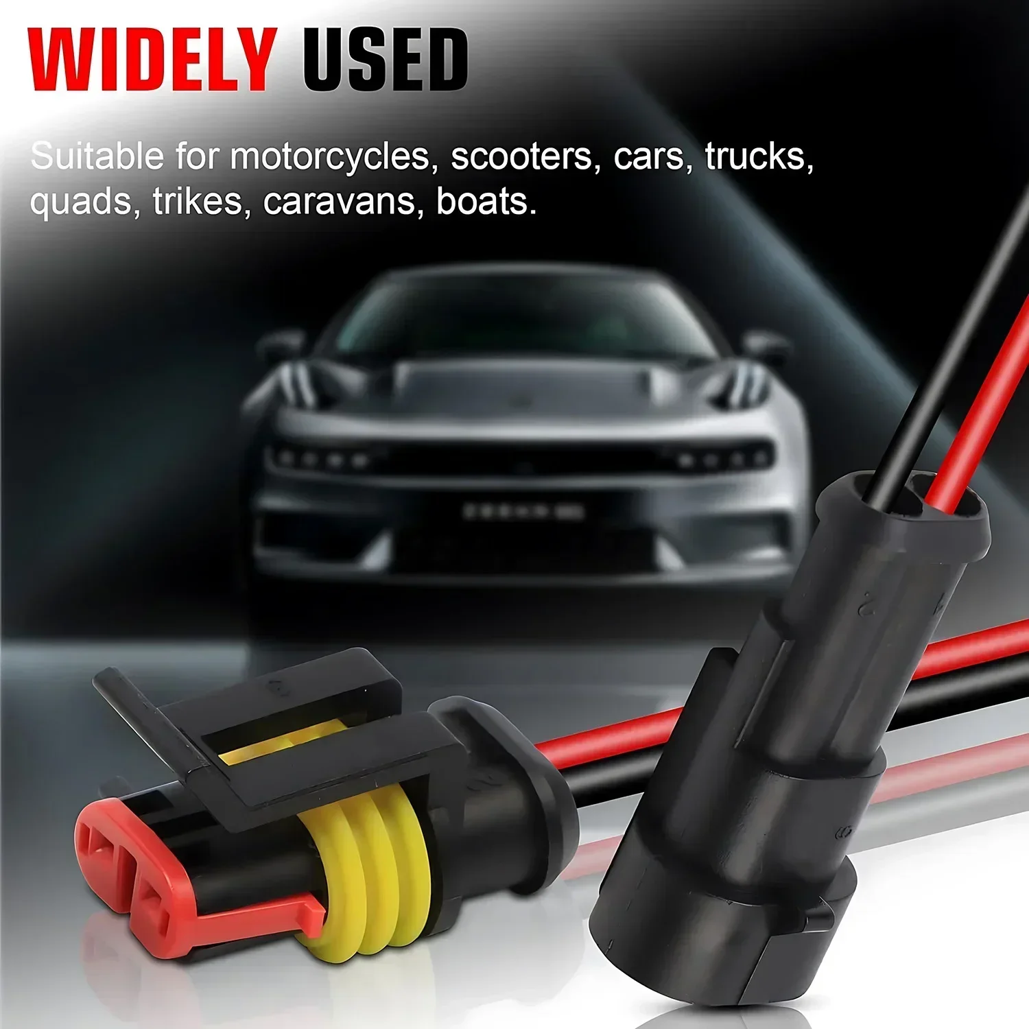 Waterproof 2 Pin Wire Connector Automotive Connector Kit for Car Truck Motorcycle Marine Boat Quick Connect Replacement