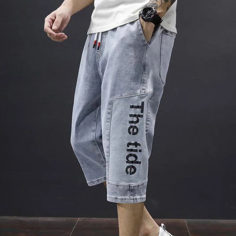 Denim Capris 2024 Summer New Thin Loose Plus Size 5xl Straight Large Medium Pants Korean Edition Men Travel And Vacation Shorts