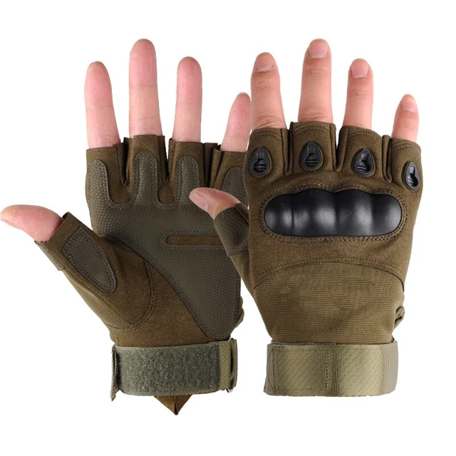 Outdoor PU Leather Tactical Fingerless Gloves Military Army Shooting Hiking  Hunting Sports Cycling Riding Half Finger Gloves - AliExpress