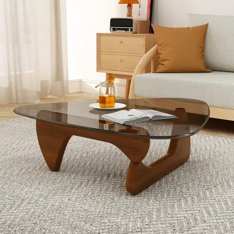 

Скандинавский чайный столик из закаленного стекла, маленькая мебель для гостиной, домашние минималистичные Современные Простые круглые журнальные столики из массива дерева