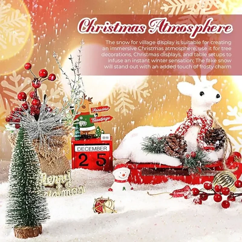 Description Picture 5 of item50/200g Christmas Snowflakes Ornaments Artificial Fluffy Fake Snow Powder DIY Home New Year Party Winter White Scene Prop Supply