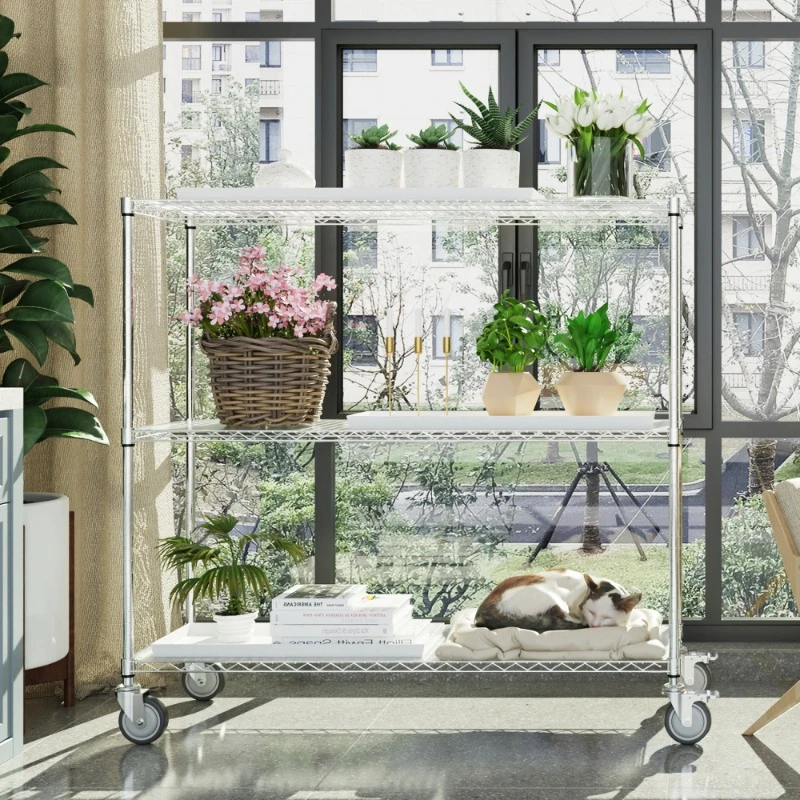 

Indoor Three Tiers Storage Holders Nordic Modern Popular Display Shelves Multifunction Kitchen Cabinet Storage Home Furniture