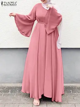 ZANZEA Muslim Women O-Neck Long Sleeve