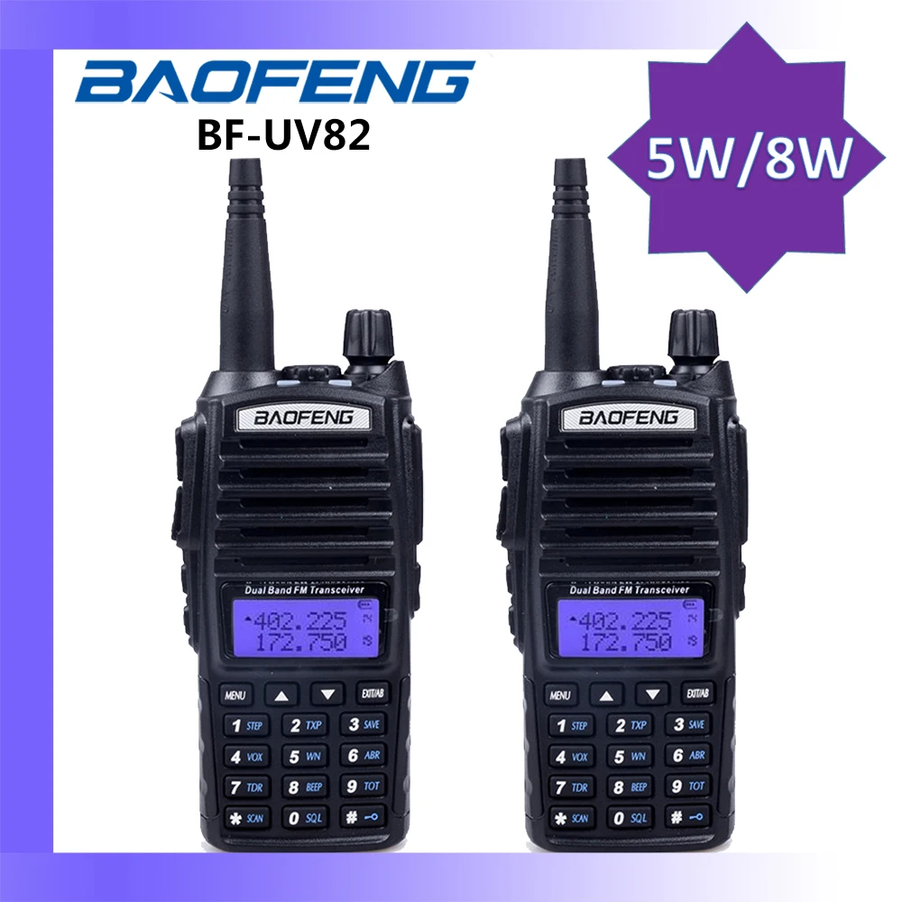

2PCS Baofeng UV-82 5W/8W Handy Transceiver VHF/UHF PTT Two Way Long Range Portable Walkie Talkie CB Ham Radio