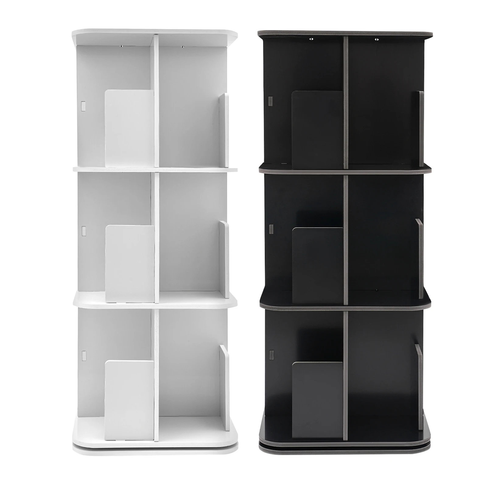 360 ° Rotierendes 3-stöckiges Desktop-Bücherregal, Bücherregal, modernes, stilvolles Design, 20 kg pro Stufe, großer Stauraum für die Buchorganisation – Detail 1