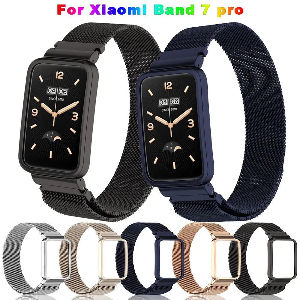 

Металлический ремешок + чехол для Xiaomi Mi Band 7 Pro, Миланская рама из нержавеющей стали, ремешок для часов miband 7pro, браслет Correa