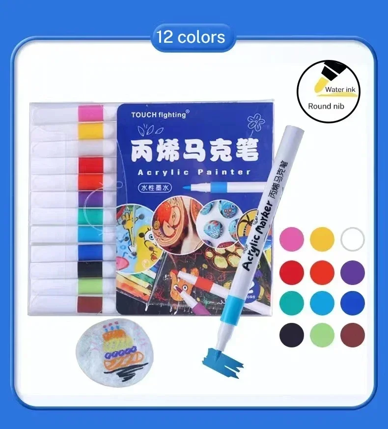 Acrylic Markers Set - 12-60 Colors Soft Tip Pens for Painting on Wood Fabric Ceramic and Glass
