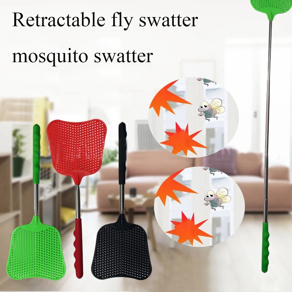 2PCS Telescopic Design Fly Swatters Non-slip Handle Durable Plastic Heavy Duty Flyswatter Summer Fly Swatters Insect Traps