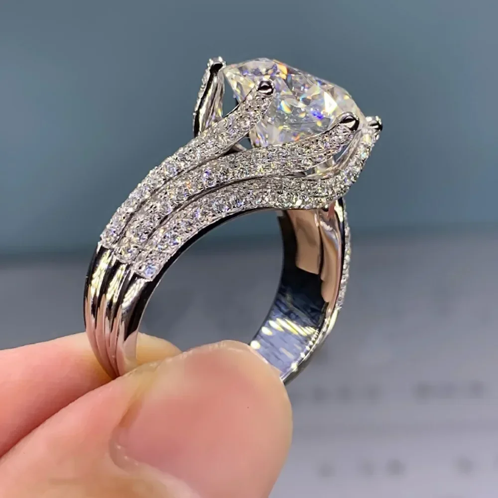 Silver Color Claws Design Big Crystal Wedding Rings For Women Cubic Zirconia Charms Bridal Engagement Ring Jewelry Gift wedding rings silver ring womens ring cubic zircon ring finger rings jewelry rings ring jewelry
