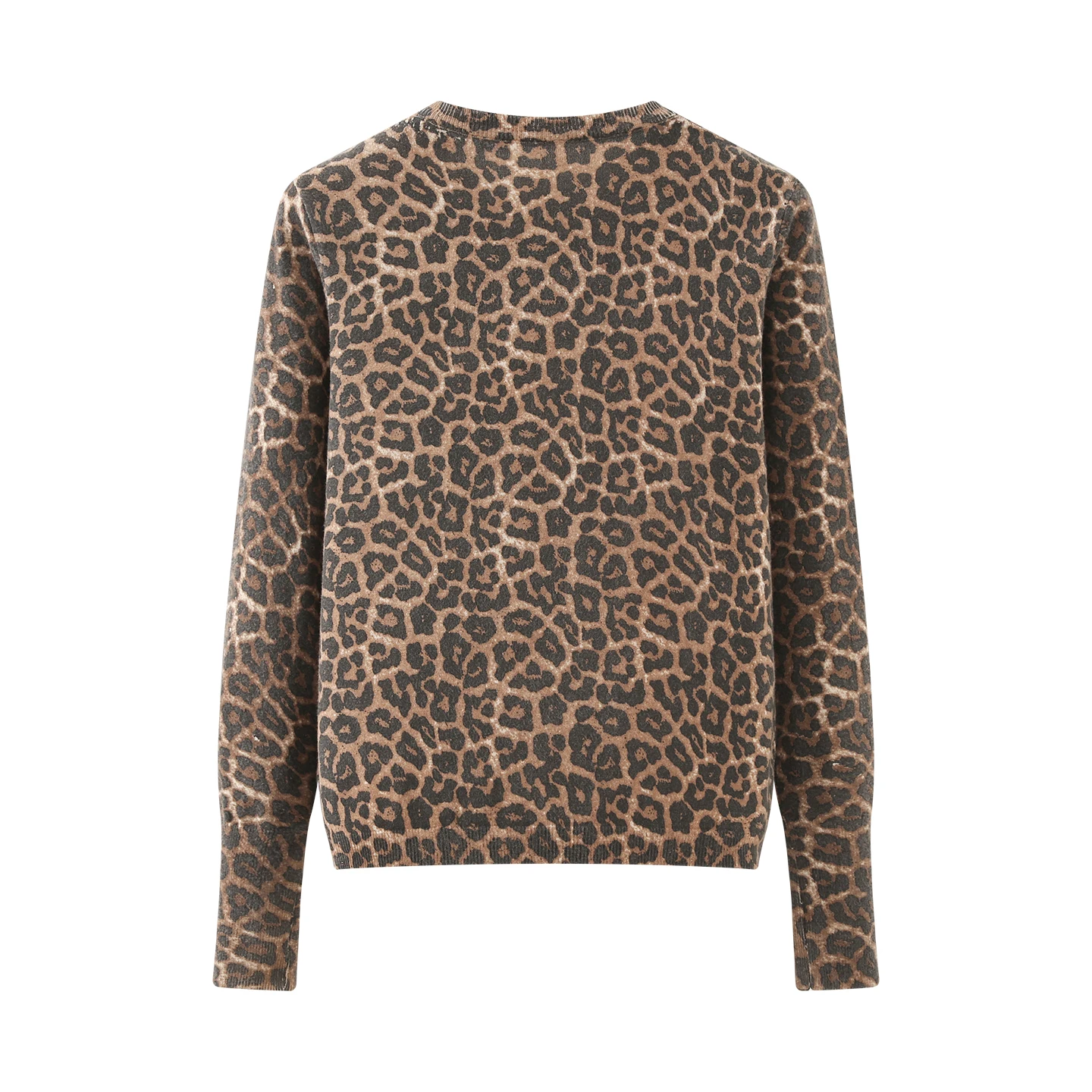 Women Fashion Leopard Print Knitt Cardigan O-Neck Single Breasted Long Sleeved Sweater Coat Lady Casual High Street Knitt Jacket