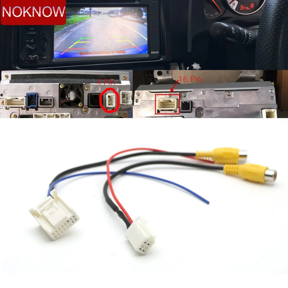 

4 16 Pin Male Connector Radio Back Up Reverse Camera RCA Input Plug Cable Connection Adapter For Toyota Car Accessories