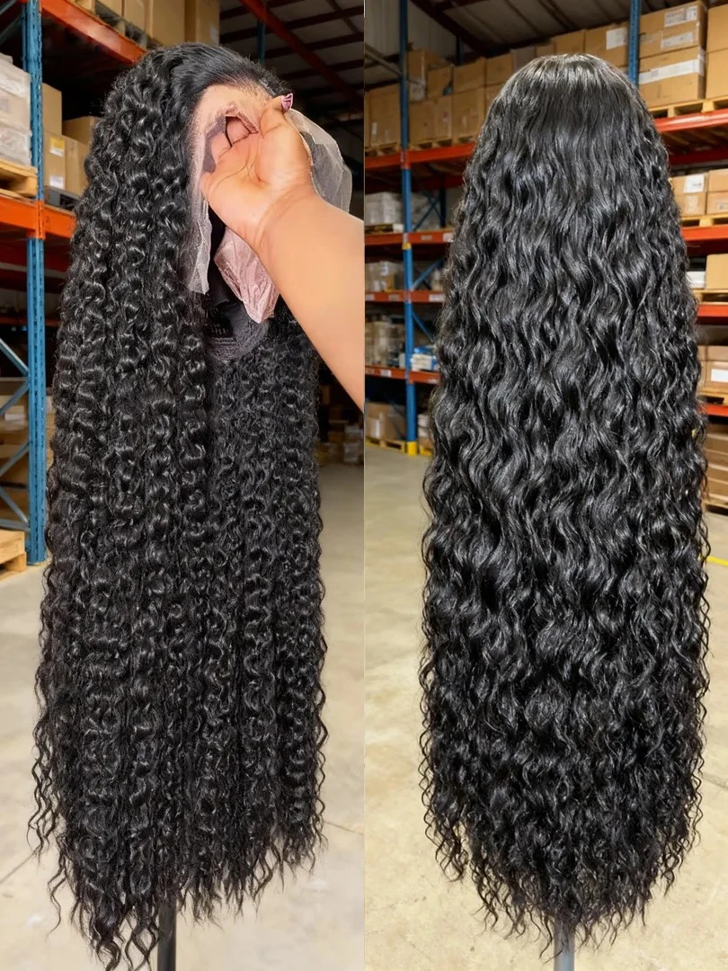 30-40 inç Kıvırcık Peruklar 13x6 HD Dantel Ön Peruk 7x5 Yapıştırıcısız İnsan Saçı Derin Dalgalı Ön Peruk 250 Yoğunluk İşlenmemiş Brezilya Saçı Kadınlar İçin