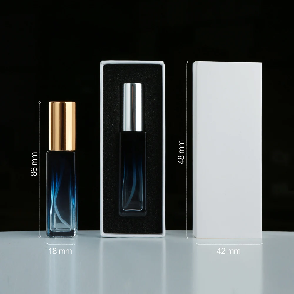 10PCS 10ml Blue Gradient Square Glass Spray Bottles with Box, Refillable Mini Atomizer ... - SKU GSB01155 - UGI Packaging