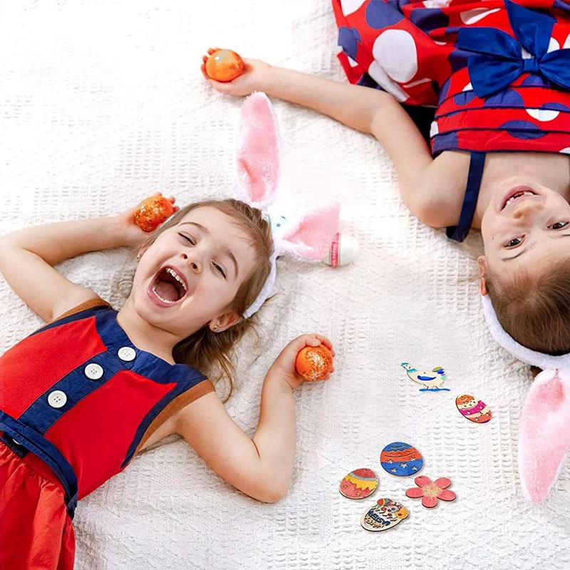 60 Stuks Easter Kids Ambachten Houten Ornamenten Onafgewerkte Ambachten Kit Opknoping Versieringen Ambachten Set Voor Kind Valentijnskaart