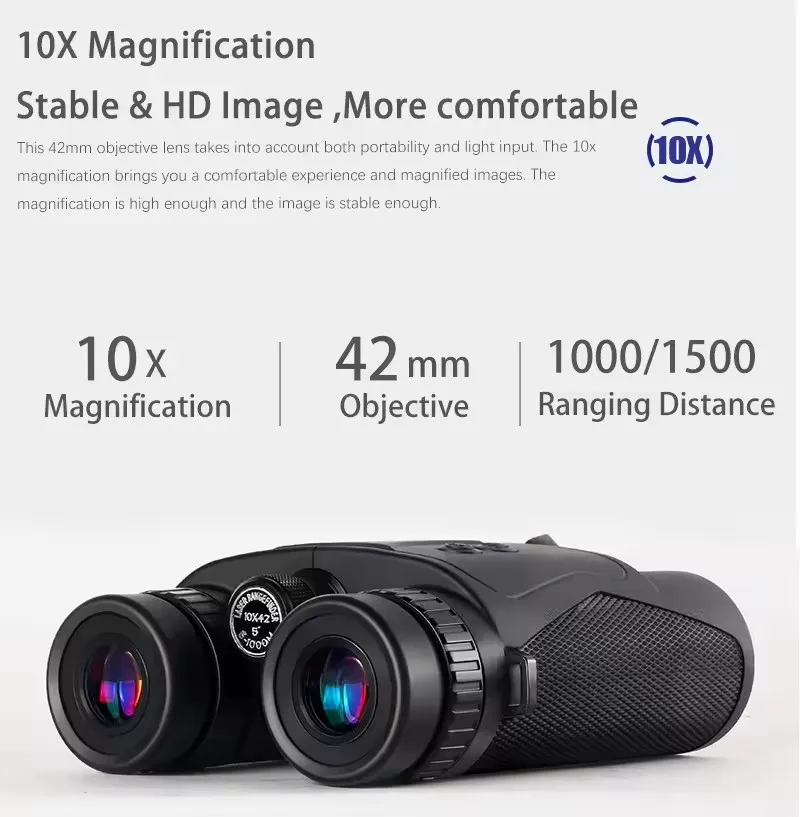 ZIYOUHU 10X42 HD Laser Rangefinding Binoculars for Outdoor Hunting Angle/Height Calculation & Flag Measurement 1200M/2000M Range