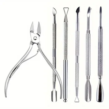 Prego profissional de aço inoxidável cortador de unhas tesoura pinças muti função cutícula empurrador removedor cuidados com as unhas ferramentas manicure 1