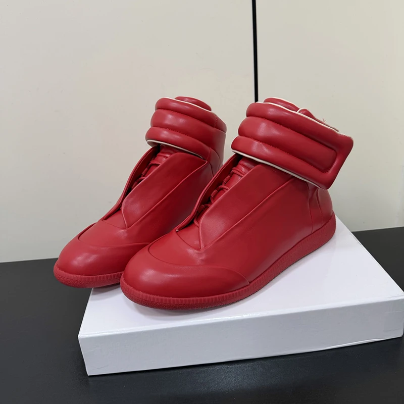 Black Fashionable Men's Flat High Top Made Of Genuine Leather Material, Black/White Street Style Casual Shoes_vogvips.com