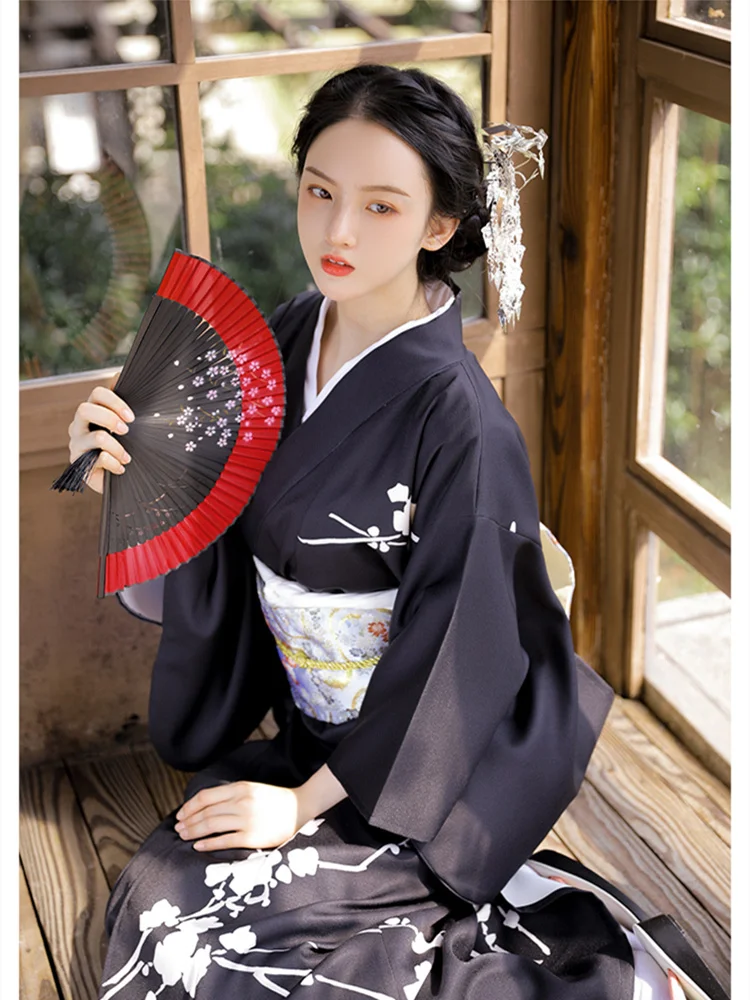 kimono with black dress Girls Black Leather Mary Jane