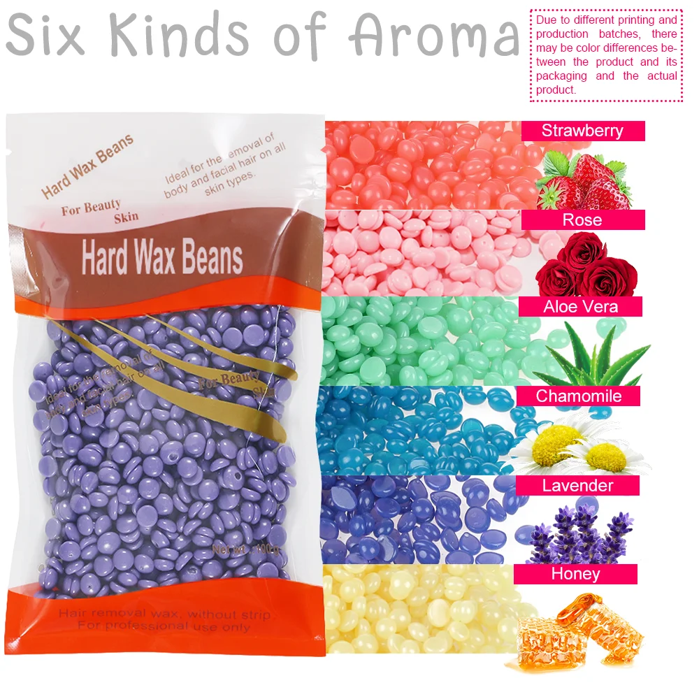 Hair Removal Wax hard wax beans hair removal tool 100g/3.52oz Hot Wax Hair Removal Depilatory Waxing hard Beans for Wax Heater Painless for all Hairs Removal Beans