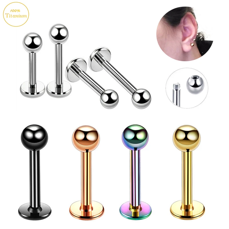1PS G23 Titanium Labret Piercing Lip Nail Nose Studs Antiallergic