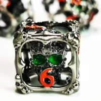 DND Metal Dice Set - Green Skull Pattern Zinc Alloy & Resin 7pc D&D Dice, Handcrafted RPG Polyhedral Dice Set 2