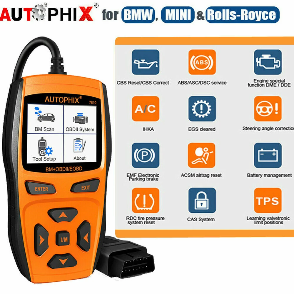 Autophix 7810 Scanner Obd2 Per Bmw/Mini/Rolls-Royce F Chassis Registrazione Batteria Tpms Epb Sas Egs Dme Obd Strumento Diagnostico