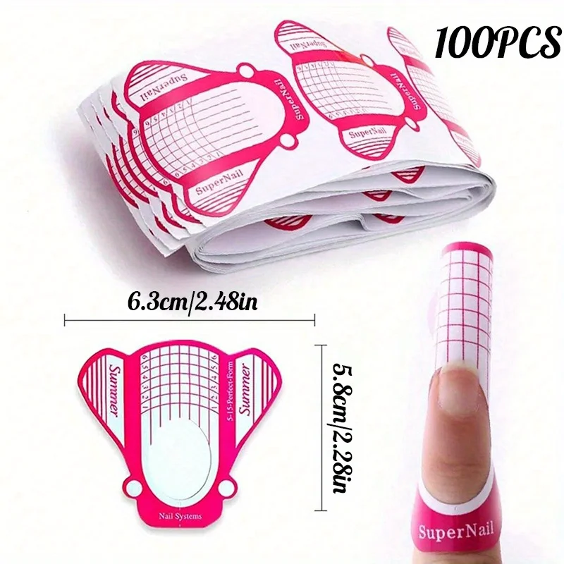 100 조각 사각형 골드 네일 종이 홀더 광선 요법 네일 크리스탈 네일 확장 종이 홀더