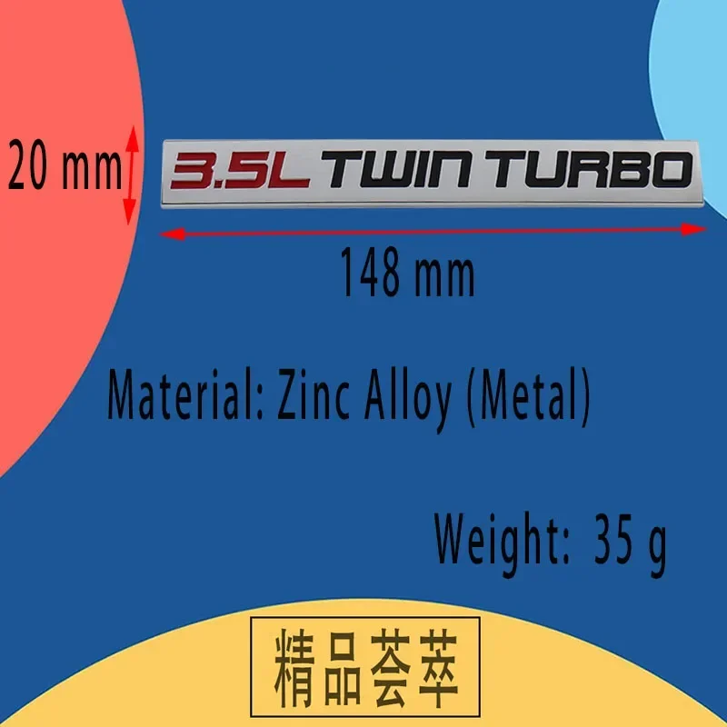 3-Piece Chrome 3.5L Twin Turbo Engine Emblem Badge Set – Trunk Decal Stickers