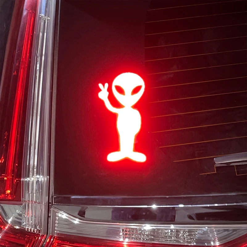 1 pcs Car Sticker Personality Fashion Alien Peace, Highly Reflective, Vinyl Decals 1