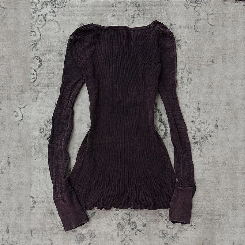 Gothic Dark Style Spicy Girl Long Sleeve Printed T-Shirt Autumn Retro Y2K Top for Women 4
