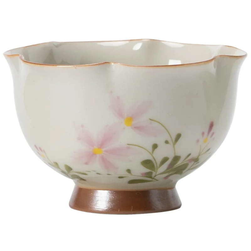 Plant ash small daisy flower bud cup drinking teacup ceramic master single cup household kung fu tea set tea