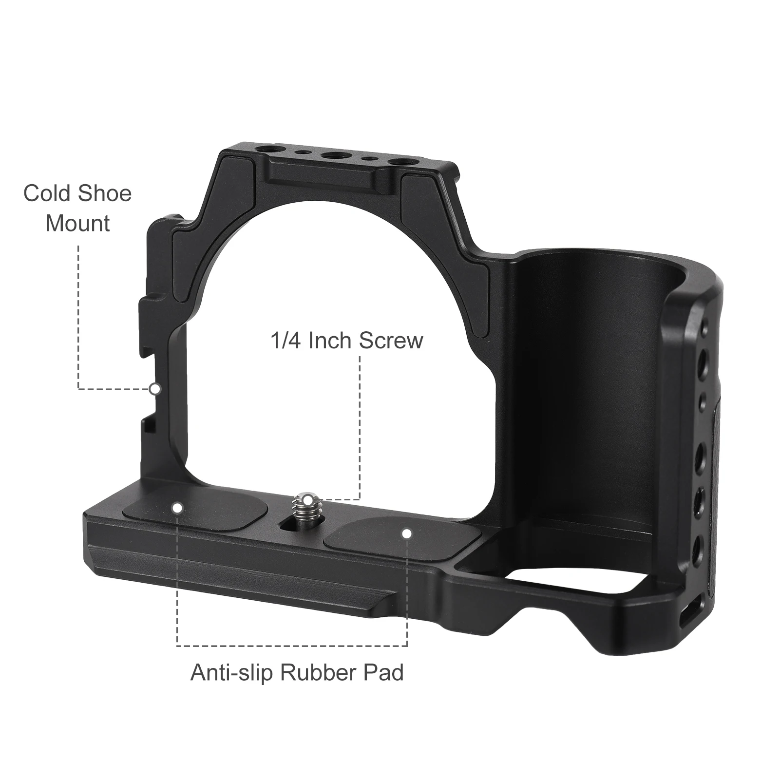 Andoer Camera Cage Aluminum Alloy Video Cage with Cold Shoe Mounts Numerous 1/4 Inch Threads for Sony ZV-E10 Vlog Camera
