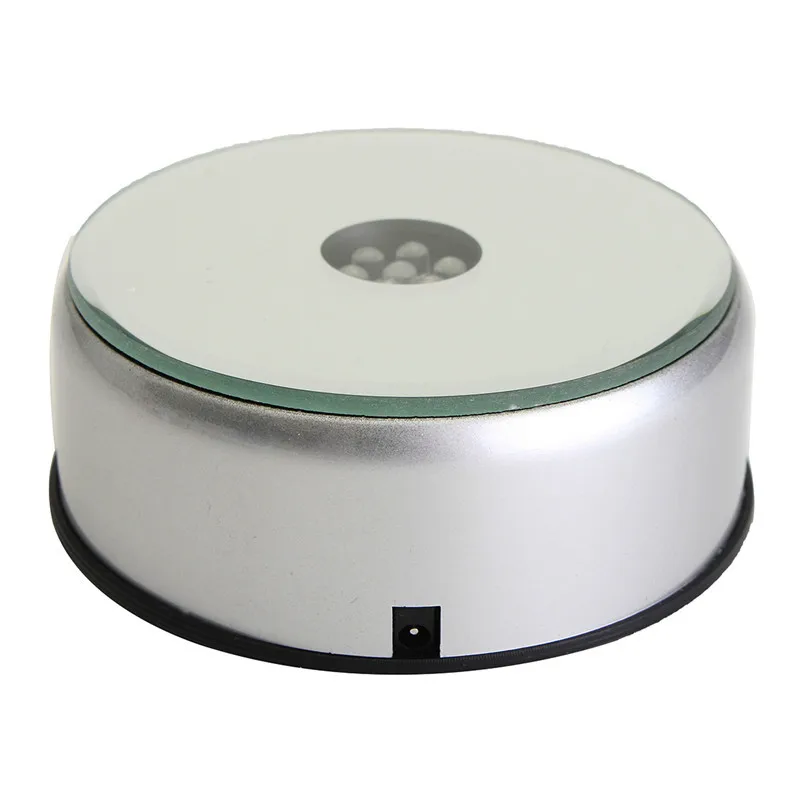 LED Colorful Luminous Base Light Laser Rotating Crystal Display Base Stand Holder with US Adapter Glass Transparent Objects led lights rotating display stand led lamp base