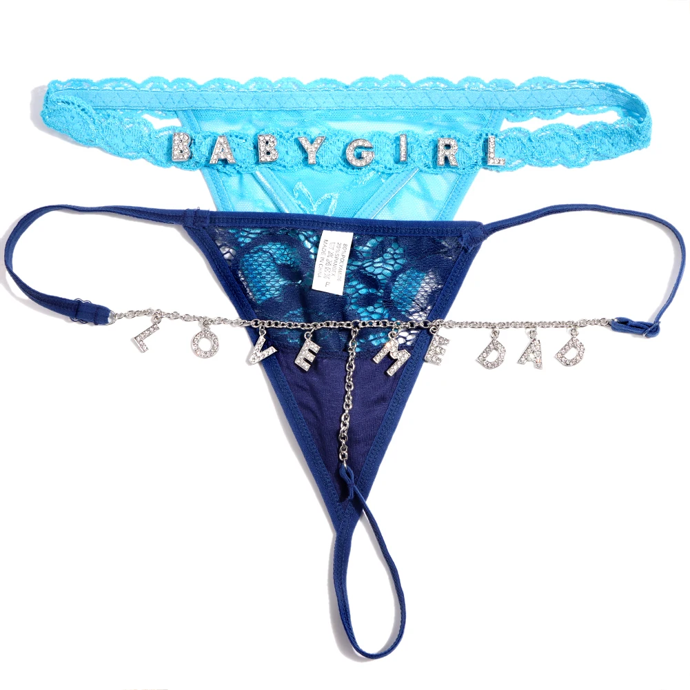 2Pcs Women Transparent Lace Thong Panties Custom Letters Name G-string Sexy Underwear  Women's Panties Female Underpants Gifts - AliExpress