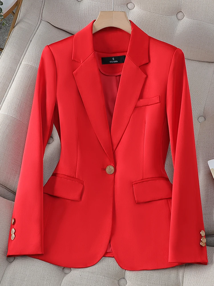 ZJYT Elegant Spring Blazers for Women 2024 Jackets Coats One Button Office Lady Veste Femme Plus Size Outerwear Tops Mujer Black