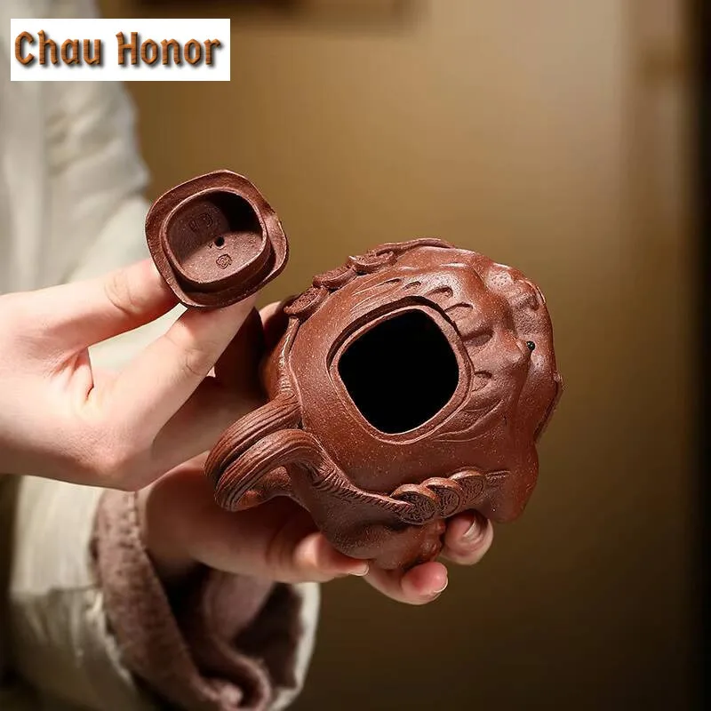 250ml Creative Yixing Raw Ore Purple Clay One-eyed Golden Toad Teapot Handmade Household Chinese Kung Fu Tea Set Customized Gift